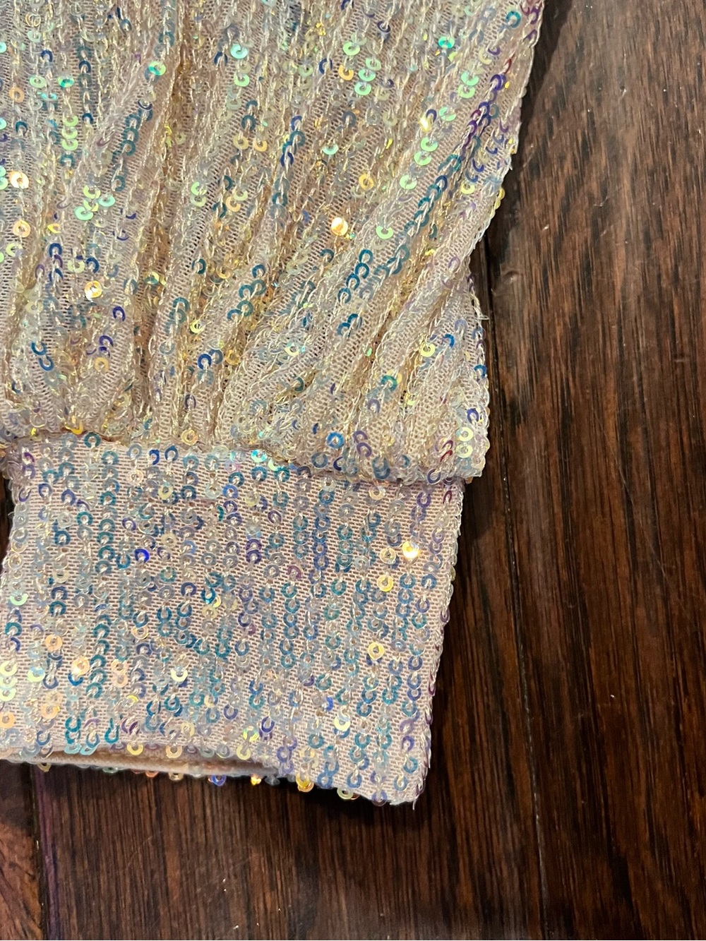 Adika Sparkly Sequin Long Sleeve Wrap Crop Top - Picture 5 of 6